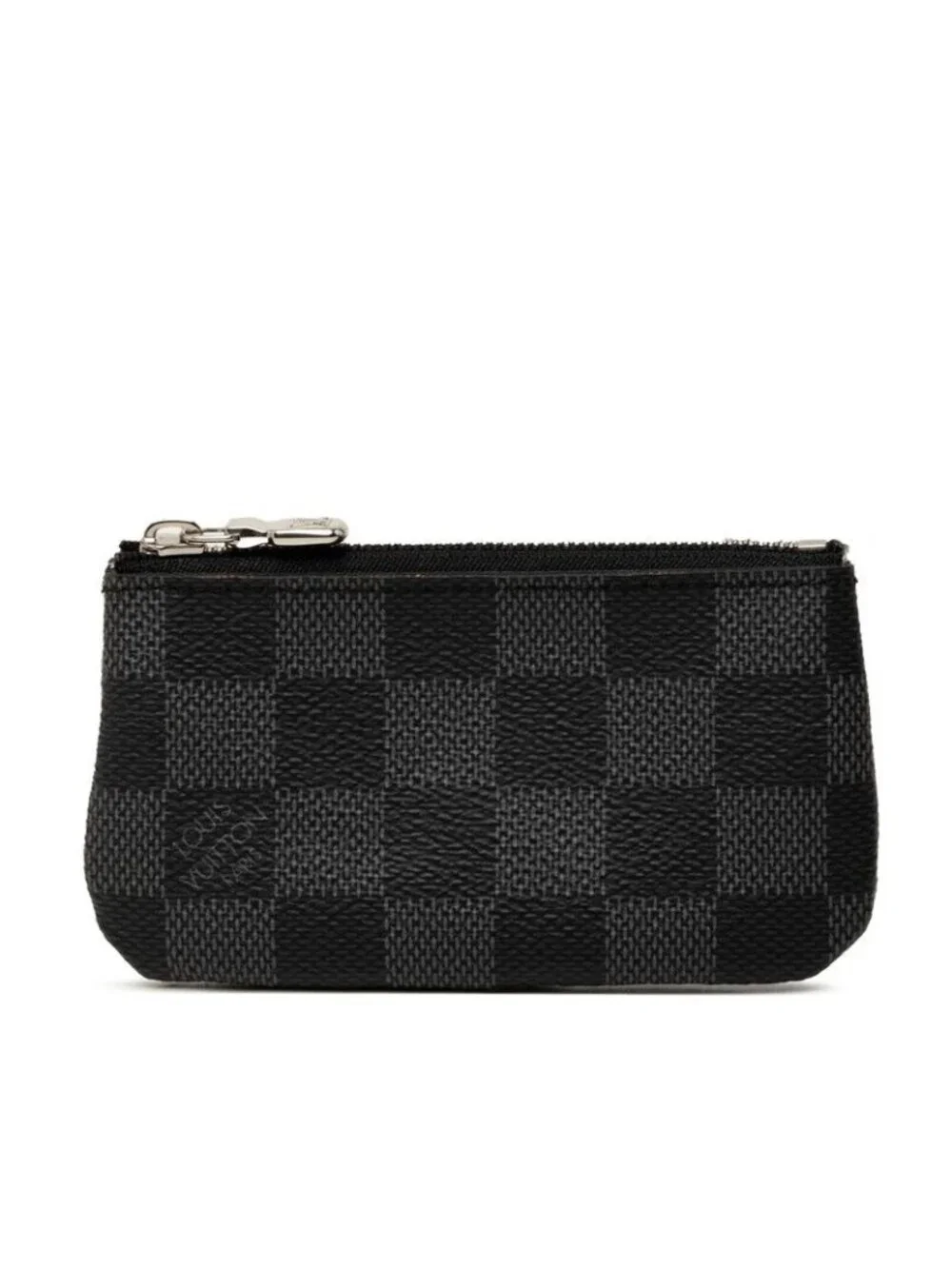 Louis Vuitton Damier Graphite Pochette Cles Coin Purse Black Leather